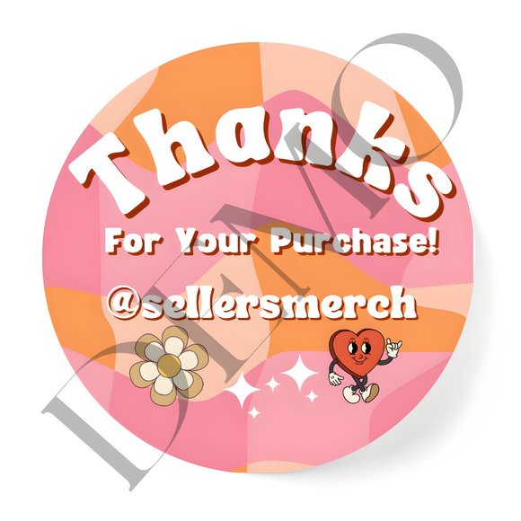 Personalized Thank You Stickers (2 Inch) - Bright & Retro for Packages - Picture 2 of 3